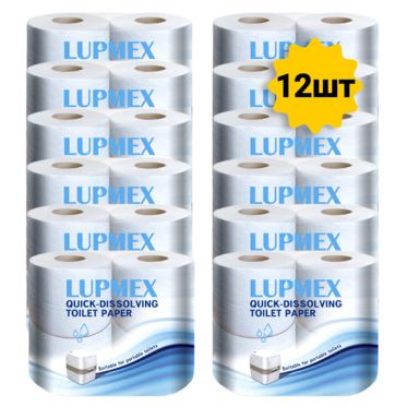 Туалетная бумага для биотуалета Lupmex растворимая (12 упаковки-48 рулонов)